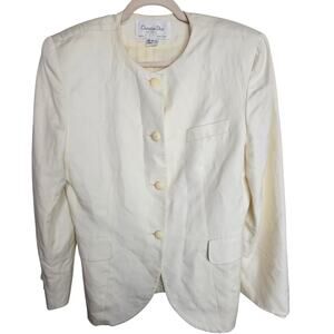VTG Christian Dior The Suit Power Blazer Women Cream 80s Shoulder Pads Retro 12